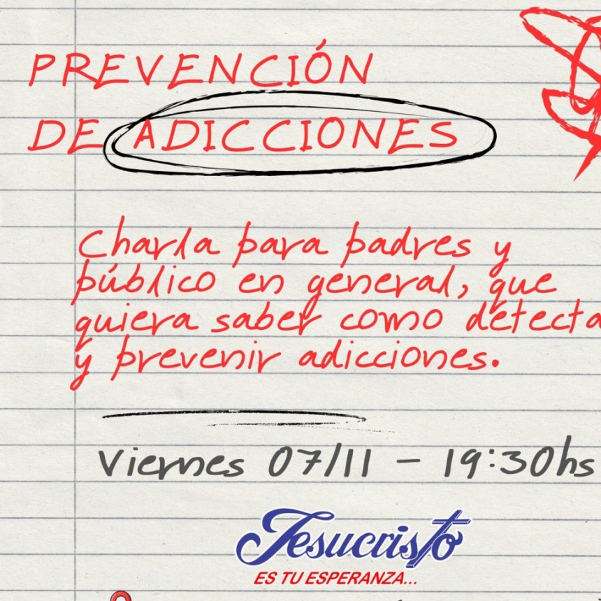 Una charla sobre prevención de adicciones brindará herramientas para padres y público general